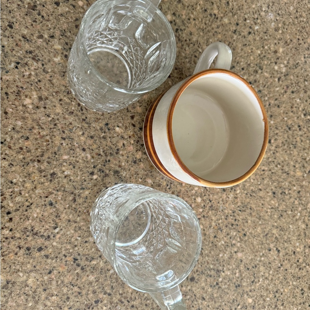 Vintage Parisi Crystal mugs and a Casualstone Cream mug